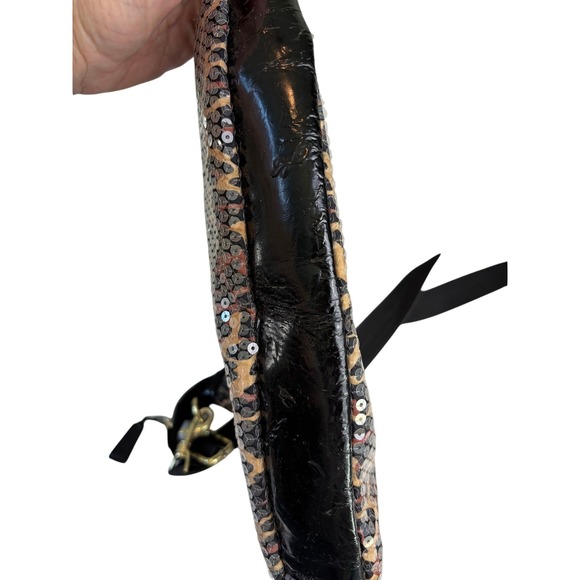 Betsey Johnson Leopard Print Sequin Crossbody Bag Gold Hardware Brown Black - Picture 11 of 11